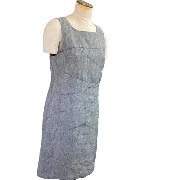 Saint Tropez West Washable Linen Sleeveless Sheath Dress Sz 14 Gray 123A - Picture 2 of 8